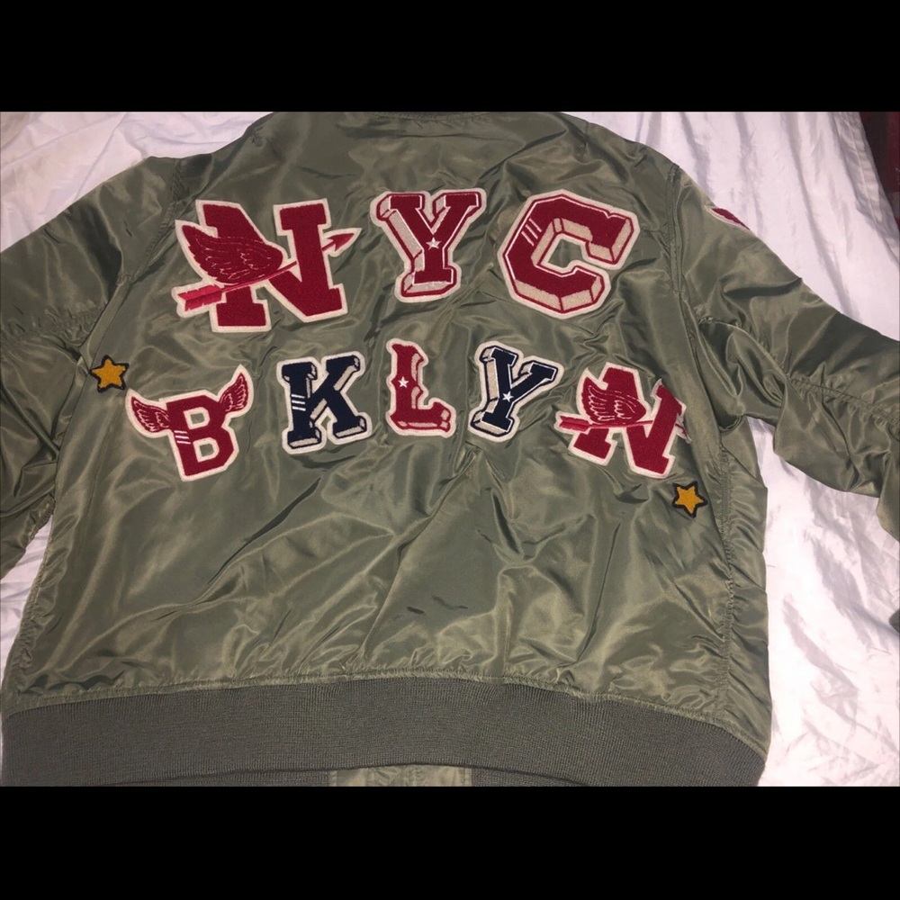 Ralph Lauren Polo Olive Bomber Jacket with Patches - Picture 5 of 8